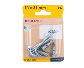 Metalowy łącznik samowiercący do płyt gipsowo-kartonowych 13x31 mm z hakiem prostym