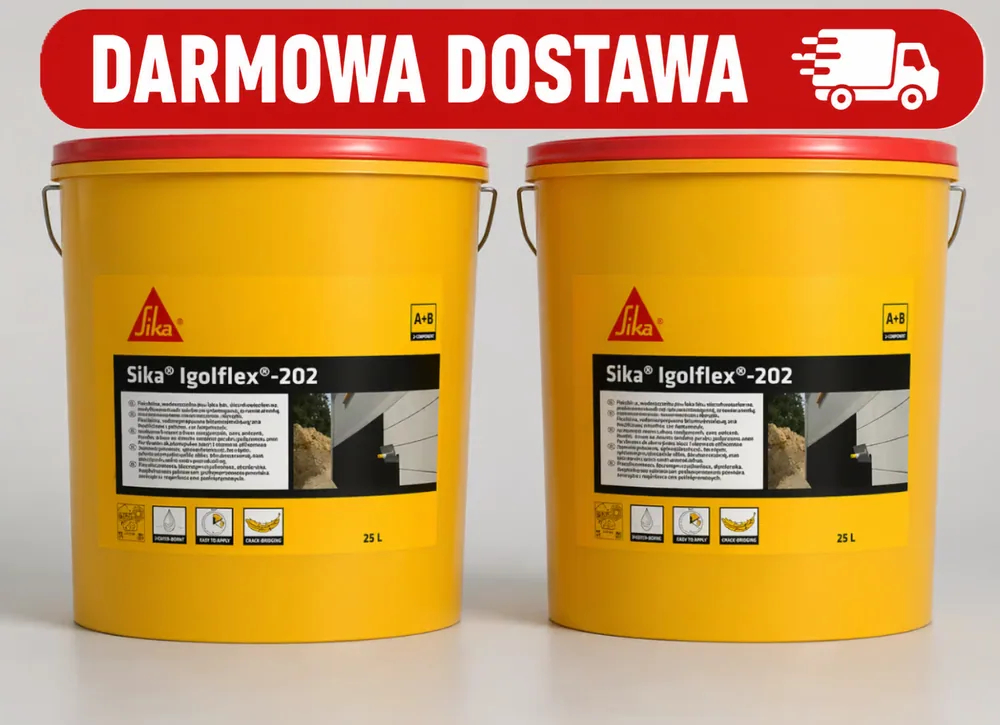Dwuskładnikowa masa bitumiczna Sika Igolflex 202 50L do hydroizolacji fundamentów i piwnic. Skuteczna ochrona przed wilgocią. Sprawdź ofertę!