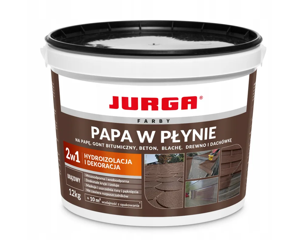 Papa w płynie BRĄZOWA Farba DACH dekoracyjna 12kg do konserwacji papy (1)